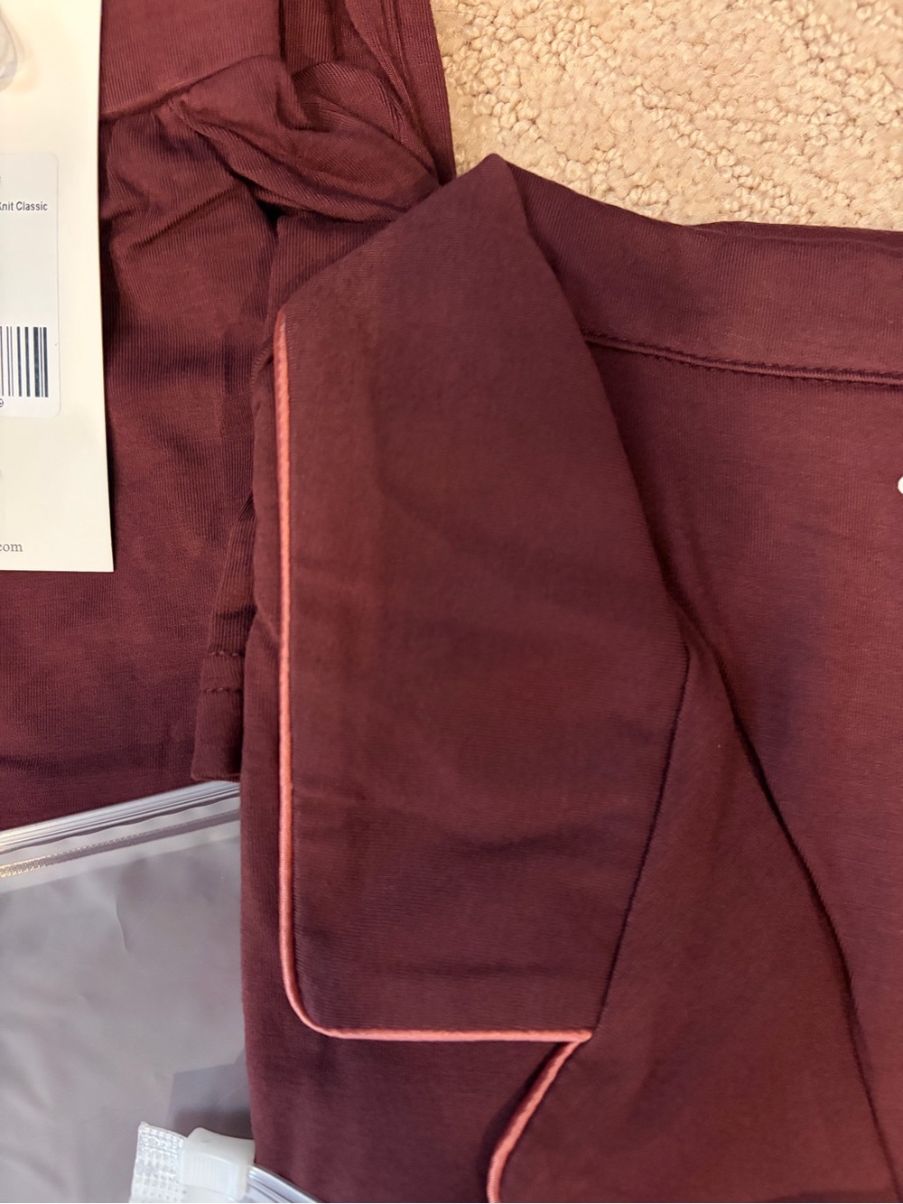 Cozy Earth Long Sleeve/pant Stretch-knit Bamboo Burgundy Pajama Set - Picture 3 of 4